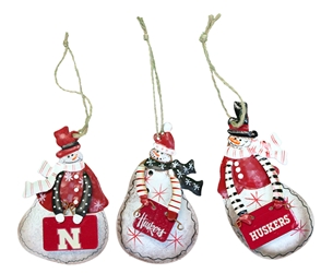 3 Pack Snowmen Metal Ornaments Nebraska Cornhuskers, Nebraska  Holiday Items, Huskers  Holiday Items, Nebraska  Office Den & Entry, Huskers  Office Den & Entry, Nebraska 3 Pack Snowmen Metal Ornaments, Huskers 3 Pack Snowmen Metal Ornaments