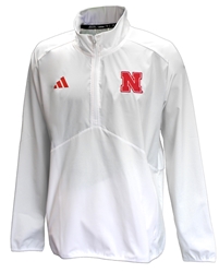 Adidas Nebraska Woven Quarter Zip LS Jacket Nebraska Cornhuskers, Nebraska  Mens Outerwear, Huskers  Mens Outerwear, Nebraska  Mens, Huskers  Mens, Nebraska Adidas, Huskers Adidas, Nebraska Adidas White Nebraska Woven Quarter  Zip LS Jacket, Huskers Adidas White Nebraska Woven Quarter  Zip LS Jacket