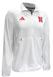 Adidas 2023 Official Huskers Sideline Quarter Zip - White Nebraska Cornhuskers, Nebraska  Mens Outerwear, Huskers  Mens Outerwear, Nebraska  Mens, Huskers  Mens, Nebraska  Zippered, Huskers  Zippered, Nebraska Adidas, Huskers Adidas, Nebraska Adidas White Nebraska Knit 1/4 Zip , Huskers Adidas White Nebraska Knit 1/4 Zip 