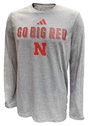 Adidas 2024 Go Big Red LS Locker Pregame Tee Nebraska Cornhuskers, Nebraska  Long Sleeve, Huskers  Long Sleeve, Nebraska  Mens T-Shirts, Huskers  Mens T-Shirts, Nebraska  Mens, Huskers  Mens, Nebraska Other Sports, Huskers Other Sports, Nebraska Adidas, Huskers Adidas, Nebraska Adidas Grey Go Big Red Our Slogan LS Locker Pregame Tee, Huskers Adidas Grey Go Big Red Our Slogan LS Locker Pregame Tee