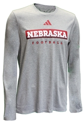 Adidas Nebraska Football Locker Practice LS Pregame Tee - Heather Nebraska Cornhuskers, Nebraska  Mens T-Shirts, Huskers  Mens T-Shirts, Nebraska  Long Sleeve, Huskers  Long Sleeve, Nebraska  Mens, Huskers  Mens, Nebraska Adidas, Huskers Adidas, Nebraska Adidas Grey Nebraska Football Locker Practice LS Pregame Tee, Huskers Adidas Grey Nebraska Football Locker Practice LS Pregame Tee