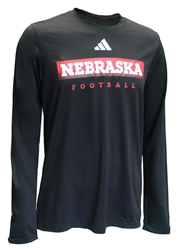 Adidas Nebraska Football Pregame LS Tee - Black Nebraska Cornhuskers, Nebraska  Mens T-Shirts, Huskers  Mens T-Shirts, Nebraska  Long Sleeve, Huskers  Long Sleeve, Nebraska  Mens, Huskers  Mens, Nebraska Adidas, Huskers Adidas, Nebraska Black Out!, Huskers Black Out!, Nebraska Adidas Black Nebraska Football Locker Practice LS Pregame Tee, Huskers Adidas Black Nebraska Football Locker Practice LS Pregame Tee