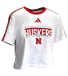 Adidas Womens Nebraska Huskers 3 Stripe Fashion Crop Nebraska Cornhuskers, Nebraska  Ladies, Huskers  Ladies, Nebraska  Short Sleeve, Huskers  Short Sleeve, Nebraska  Ladies T-Shirts, Huskers  Ladies T-Shirts, Nebraska  Ladies Tops, Huskers  Ladies Tops, Nebraska Adidas, Huskers Adidas, Nebraska Adidas Womens White Nebraska Huskers 3 Stripe SS Fashion Crop Tee , Huskers Adidas Womens White Nebraska Huskers 3 Stripe SS Fashion Crop Tee 