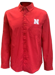 Amtiqua Nebraska LS Button Down Dress Shirt Nebraska Cornhuskers, Nebraska  Mens Polos, Huskers  Mens Polos, Nebraska Polos, Huskers Polos, Nebraska Red Nebraska LS Button Down Dress Shirt Antigua, Huskers Red Nebraska LS Button Down Dress Shirt Antigua