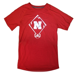 Bolt N Erstad Autographed Adidas Baseball Tee Nebraska Cornhuskers, husker baseball, nebraska cornhuskers merchandise, husker merchandise, nebraska merchandise, husker memorabilia, husker autographed, nebraska cornhuskers autographed, Darin Erstad autographed, Darin Erstad signed, Darin Erstad collectible, Darin Erstad, nebraska cornhuskers memorabilia, nebraska cornhuskers collectible, Coach Erstad Autographed Adidas Baseball Tee