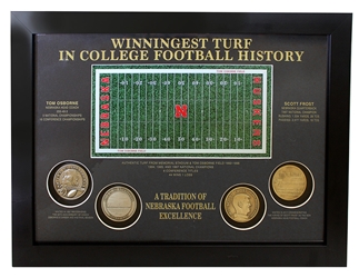 Championship Turf Frost N Osborne Coins Plaque Nebraska Cornhuskers, Nebraska  Framed Pieces, Huskers  Framed Pieces, Nebraska Collectibles, Huskers Collectibles, Nebraska Championship Turf Frost N Osborne Coins Plaque, Huskers Championship Turf Frost N Osborne Coins Plaque