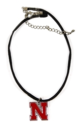 Enamel N Suede Choker Necklace Nebraska Cornhuskers, husker football, nebraska cornhuskers merchandise, nebraska merchandise, husker merchandise, nebraska cornhuskers apparel, husker apparel, nebraska apparel, husker womens apparel, nebraska cornhuskers womens apparel, nebraska womens apparel, husker womens merchandise, nebraska cornhuskers womens merchandise, womens nebraska accessories, womens husker accessories, womens nebraska cornhusker accessories,N Charm Choker Necklace