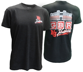 GBR Memorial Stadium Midnight Tee Nebraska Cornhuskers, Nebraska  Mens T-Shirts, Huskers  Mens T-Shirts, Nebraska  Mens, Huskers  Mens, Nebraska  Short Sleeve, Huskers  Short Sleeve, Nebraska Black GBR Huskers Script With Memorial Stadium SS Tee Image One , Huskers Black GBR Huskers Script With Memorial Stadium SS Tee Image One 