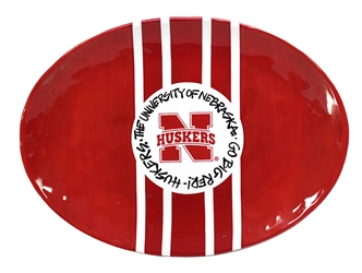 Husker Mascot Striped Platter Nebraska Cornhuskers, Nebraska  Kitchen & Glassware, Huskers  Kitchen & Glassware, Nebraska  Game Room & Big Red Room, Huskers  Game Room & Big Red Room, Nebraska Husker Mascot Striped Platter, Huskers Husker Mascot Striped Platter