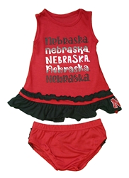 Infant Girls Nebraska Ruffles Set Nebraska Cornhuskers, Nebraska  Infant, Huskers  Infant, Nebraska Infant Girls Red And Black Toons Ruffled Bottom Set Colosseum, Huskers Infant Girls Red And Black Toons Ruffled Bottom Set Colosseum