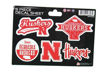 Nebraska 5 Piece Decal Sheet Nebraska Cornhuskers, Nebraska Stickers Decals & Magnets, Huskers Stickers Decals & Magnets, Nebraska  Childrens, Huskers  Childrens, Nebraska Nebraska 5 Pack Decal Sheet, Huskers Nebraska 5 Pack Decal Sheet