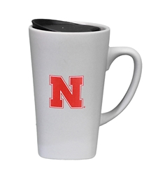 Nebraska Ceramic Mug - Grey Nebraska Cornhuskers, Nebraska  Kitchen & Glassware, Huskers  Kitchen & Glassware, Nebraska Grey Nebraska 16oz Ceramic Mug With Lid Fanatic Group, Huskers Grey Nebraska 16oz Ceramic Mug With Lid Fanatic Group