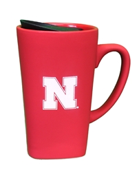 Nebraska Ceramic Mug - Red Nebraska Cornhuskers, Nebraska  Kitchen & Glassware, Huskers  Kitchen & Glassware, Nebraska Red Nebraska 16oz Ceramic Mug With Lid Fanatic Group, Huskers Red Nebraska 16oz Ceramic Mug With Lid Fanatic Group