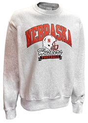 Nebraska Helmet Reverse Weave Crew Nebraska Cornhuskers, Nebraska  Mens Sweatshirts, Huskers  Mens Sweatshirts, Nebraska  Mens, Huskers  Mens, Nebraska  Crew, Huskers  Crew, Nebraska Silver Grey Nebraska Football With Helmet Reverse Weave Crew Champion , Huskers Silver Grey Nebraska Football With Helmet Reverse Weave Crew Champion 