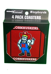 Nebraska Herbie Husker 4 Pack Neoprene Coasters Nebraska Cornhuskers, Nebraska  Kitchen & Glassware, Huskers  Kitchen & Glassware, Nebraska  Game Room & Big Red Room, Huskers  Game Room & Big Red Room, Nebraska  Tailgating, Huskers  Tailgating, Nebraska Nebraska Herbie Husker 4 Pack Neoprene Coasters Logo Brands, Huskers Nebraska Herbie Husker 4 Pack Neoprene Coasters Logo Brands