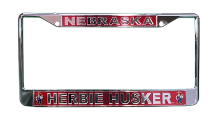 Nebraska Herbie Husker Metal Mirrored License Frame Nebraska Cornhuskers, Nebraska Vehicle, Huskers Vehicle, Nebraska Nebraska Herbie Husker Metal License Plate Frame Wincraft, Huskers Nebraska Herbie Husker Metal License Plate Frame Wincraft