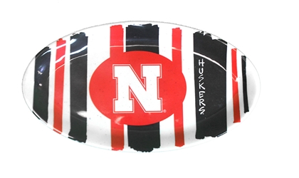 Nebraska Huskers Striped Oval Magnolia Platter Nebraska Cornhuskers, Nebraska  Kitchen & Glassware, Huskers  Kitchen & Glassware, Nebraska Red Black And White Nebraska Huskers Striped Oval Platter Magnolia Lane, Huskers Red Black And White Nebraska Huskers Striped Oval Platter Magnolia Lane