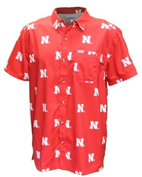 Nebraska Iron N Slack Tide Columbia Button Up Nebraska Cornhuskers, Nebraska  Mens Polos, Huskers  Mens Polos, Nebraska Polos, Huskers Polos, Nebraska Red Nebraska Iron N Super Slack Tide SS Button Up Columbia, Huskers Red Nebraska Iron N Super Slack Tide SS Button Up Columbia