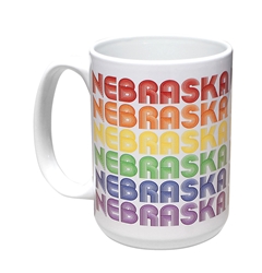 Nebraska Disco Mug Nebraska Cornhuskers, Nebraska  Kitchen & Glassware, Huskers  Kitchen & Glassware, Nebraska White Nebraska Repeating Impact Grande Mug Neil Enterprises, Huskers White Nebraska Repeating Impact Grande Mug Neil Enterprises