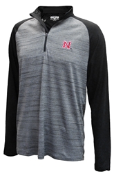 Nebraska Vandal Quarter Zip Nebraska Cornhuskers, Nebraska  Mens, Huskers  Mens, Nebraska  Mens Outerwear, Huskers  Mens Outerwear, Nebraska Nebraska Heather Grey And Black Vandal LS 1/4 Zip Levelwear, Huskers Nebraska Heather Grey And Black Vandal LS 1/4 Zip Levelwear