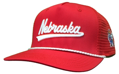 Nebraska Herbie Rope Roadie Trucker Nebraska Cornhuskers, Nebraska  Mens Hats, Huskers  Mens Hats, Nebraska  Mens Hats , Huskers  Mens Hats , Nebraska Red Nebraska Script Herbie Rope Roadie Trucker Legacy, Huskers Red Nebraska Script Herbie Rope Roadie Trucker Legacy