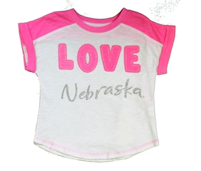 Toddler Girls Nebraska Giggles Tee Nebraska Cornhuskers, Nebraska  Childrens, Huskers  Childrens, Nebraska  Kids, Huskers  Kids, Nebraska  Short Sleeve, Huskers  Short Sleeve, Nebraska Pink, Huskers Pink, Nebraska Toddler Girls White And Pink Laughter SS Tee Colosseum, Huskers Toddler Girls White And Pink Laughter SS Tee Colosseum