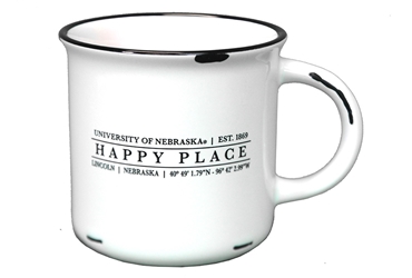 University Of Nebraska Happy Place Mug Nebraska Cornhuskers, Nebraska  Kitchen & Glassware, Huskers  Kitchen & Glassware, Nebraska University Of Nebraska White Happy Place 15 Oz Sierra Mug Neil, Huskers University Of Nebraska White Happy Place 15 Oz Sierra Mug Neil