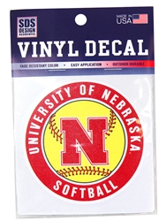 University of Nebraska Softball Decal Nebraska Cornhuskers, Nebraska Vehicle, Huskers Vehicle, Nebraska Stickers Decals & Magnets, Huskers Stickers Decals & Magnets, Nebraska  Other Sports, Huskers  Other Sports, Nebraska Husker Softball Decal, Huskers Husker Softball Decal