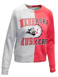 Womens Half N Half Nebraska Fleece Sweat Nebraska Cornhuskers, Nebraska  Crew, Huskers  Crew, Nebraska  Ladies, Huskers  Ladies, Nebraska  Ladies Sweatshirts, Huskers  Ladies Sweatshirts, Nebraska Womens Red And Grey Half And Half Nebraska Fleece Sweatshirt Pressbox, Huskers Womens Red And Grey Half And Half Nebraska Fleece Sweatshirt Pressbox