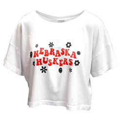 Womens Hippie Huskers Sunshine Crop Nebraska Cornhuskers, Nebraska  Ladies, Huskers  Ladies, Nebraska  Short Sleeve, Huskers  Short Sleeve, Nebraska  Ladies T-Shirts, Huskers  Ladies T-Shirts, Nebraska  Ladies Tops, Huskers  Ladies Tops, Nebraska Womens White Nebraska Huskers Groovy Icons SS Sunshine Crop Tee Chicka-D, Huskers Womens White Nebraska Huskers Groovy Icons SS Sunshine Crop Tee Chicka-D