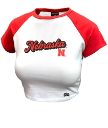 Womens Nebraska Homerun Crop Tee Nebraska Cornhuskers, Nebraska  Ladies Tops, Huskers  Ladies Tops, Nebraska  Ladies, Huskers  Ladies, Nebraska  Short Sleeve, Huskers  Short Sleeve, Nebraska  Ladies T-Shirts, Huskers  Ladies T-Shirts, Nebraska Womens Nebraska White With Red Sleeves Homerun Crop Tee Hype And Vice , Huskers Womens Nebraska White With Red Sleeves Homerun Crop Tee Hype And Vice 