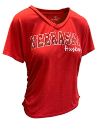 Womens Nebraska Huskers Ruched Vneck Nebraska Cornhuskers, Nebraska  Short Sleeve, Huskers  Short Sleeve, Nebraska  Ladies T-Shirts, Huskers  Ladies T-Shirts, Nebraska  Ladies, Huskers  Ladies, Nebraska  Ladies Tops, Huskers  Ladies Tops, Nebraska Womens Red Nebraska Huskers Lady Ruched SS Vneck Tee Colosseum , Huskers Womens Red Nebraska Huskers Lady Ruched SS Vneck Tee Colosseum 