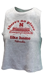 Womens Nebraska No Place Like Home Racerback Crop Tank Nebraska Cornhuskers, Nebraska  Ladies, Huskers  Ladies, Nebraska  Short Sleeve, Huskers  Short Sleeve, Nebraska  Ladies Tops, Huskers  Ladies Tops, Nebraska  Ladies T-Shirts, Huskers  Ladies T-Shirts, Nebraska  Tank Tops, Huskers  Tank Tops, Nebraska Womens Heather Grey Nebraska No Place Like Home Racerback Cropped Mallory Tank Summit , Huskers Womens Heather Grey Nebraska No Place Like Home Racerback Cropped Mallory Tank Summit 