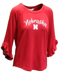 Womens Nebraska Renata Top Nebraska Cornhuskers, Nebraska  Ladies, Huskers  Ladies, Nebraska  Ladies Tops, Huskers  Ladies Tops, Nebraska Womens Red Nebraska Renata Ruffle Top Flying Colors, Huskers Womens Red Nebraska Renata Ruffle Top Flying Colors