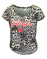 Womens Nebraska Vera Cheetah Top Nebraska Cornhuskers, Nebraska  Ladies, Huskers  Ladies, Nebraska  Short Sleeve, Huskers  Short Sleeve, Nebraska  Ladies Tops, Huskers  Ladies Tops, Nebraska  Ladies T-Shirts, Huskers  Ladies T-Shirts, Nebraska Womens Silver Nebraska SS Vera Cheetah Top Flying Colors, Huskers Womens Silver Nebraska SS Vera Cheetah Top Flying Colors