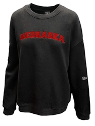 Womens Oversized Nebraska Offside Crewneck w Pockets Nebraska Cornhuskers, Nebraska  Ladies Sweatshirts, Huskers  Ladies Sweatshirts, Nebraska  Ladies, Huskers  Ladies, Nebraska  Crew, Huskers  Crew, Nebraska Black Out!, Huskers Black Out!, Nebraska Womens Black Oversized Nebraska Offside Crewneck With Pockets Hype And Vice, Huskers Womens Black Oversized Nebraska Offside Crewneck With Pockets Hype And Vice