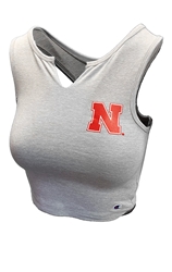 Womens Oxford Iron N Tailgate Her Halter Crop Nebraska Cornhuskers, Nebraska  Ladies Tops, Huskers  Ladies Tops, Nebraska  Tank Tops, Huskers  Tank Tops, Nebraska  Ladies , Huskers  Ladies , Nebraska Womens Oxford Grey Iron N Tailgate Her Fitted Halter Crop Champion, Huskers Womens Oxford Grey Iron N Tailgate Her Fitted Halter Crop Champion