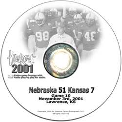 2001 Nebraska Vs Kansas Husker football, Nebraska cornhuskers merchandise, husker merchandise, nebraska merchandise, nebraska cornhuskers dvd, husker dvd, nebraska football dvd, nebraska cornhuskers videos, husker videos, nebraska football videos, husker game dvd, husker bowl game dvd, husker dvd subscription, nebraska cornhusker dvd subscription, husker football season on dvd, nebraska cornhuskers dvd box sets, husker dvd box sets, Nebraska Cornhuskers, 2001 Kansas