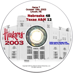 2003 Dvd Texas A&M Husker football, Nebraska cornhuskers merchandise, husker merchandise, nebraska merchandise, nebraska cornhuskers dvd, husker dvd, nebraska football dvd, nebraska cornhuskers videos, husker videos, nebraska football videos, husker game dvd, husker bowl game dvd, husker dvd subscription, nebraska cornhusker dvd subscription, husker football season on dvd, nebraska cornhuskers dvd box sets, husker dvd box sets, Nebraska Cornhuskers, 2003 Texas A&M