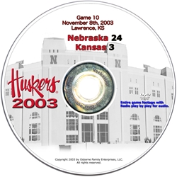 2003 Dvd Kansas Husker football, Nebraska cornhuskers merchandise, husker merchandise, nebraska merchandise, nebraska cornhuskers dvd, husker dvd, nebraska football dvd, nebraska cornhuskers videos, husker videos, nebraska football videos, husker game dvd, husker bowl game dvd, husker dvd subscription, nebraska cornhusker dvd subscription, husker football season on dvd, nebraska cornhuskers dvd box sets, husker dvd box sets, Nebraska Cornhuskers, 2003 Kansas