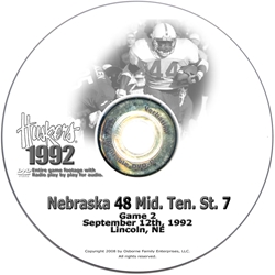 1992 Middle Tennesee State Husker football, Nebraska cornhuskers merchandise, husker merchandise, nebraska merchandise, nebraska cornhuskers dvd, husker dvd, nebraska football dvd, nebraska cornhuskers videos, husker videos, nebraska football videos, husker game dvd, husker bowl game dvd, husker dvd subscription, nebraska cornhusker dvd subscription, husker football season on dvd, nebraska cornhuskers dvd box sets, husker dvd box sets, Nebraska Cornhuskers, 1992 Middle Tennessee State