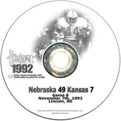 1992 Kansas Husker football, Nebraska cornhuskers merchandise, husker merchandise, nebraska merchandise, nebraska cornhuskers dvd, husker dvd, nebraska football dvd, nebraska cornhuskers videos, husker videos, nebraska football videos, husker game dvd, husker bowl game dvd, husker dvd subscription, nebraska cornhusker dvd subscription, husker football season on dvd, nebraska cornhuskers dvd box sets, husker dvd box sets, Nebraska Cornhuskers, 1992 Kansas